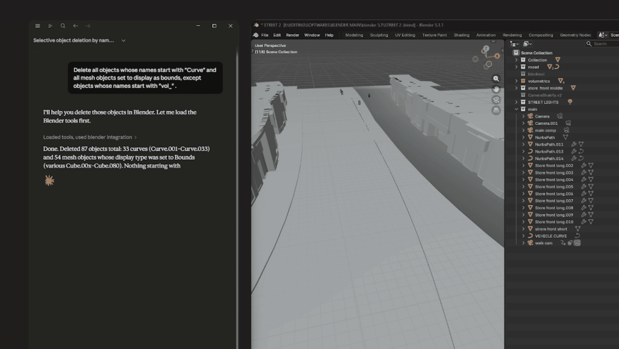 Blender scene example showing how Claude can inspect and work with an open Blender project.