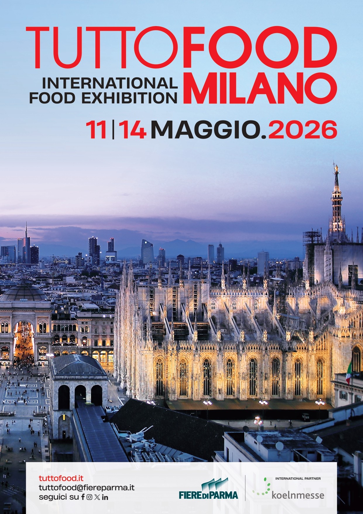 Locandina della fiera TuttoFood Milano, in programma dall’11 al 14 maggio 2026 in cui l'azienda Salumi Del Colle sarà presente all’evento. | Salumi Del Colle
