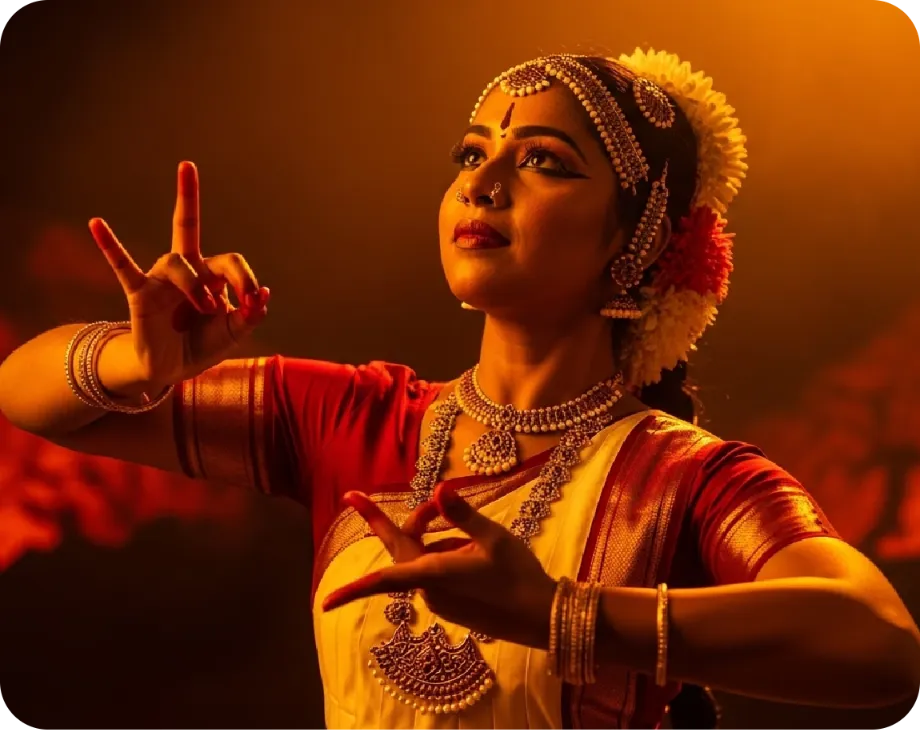 A dancer performing bharatanatyam 