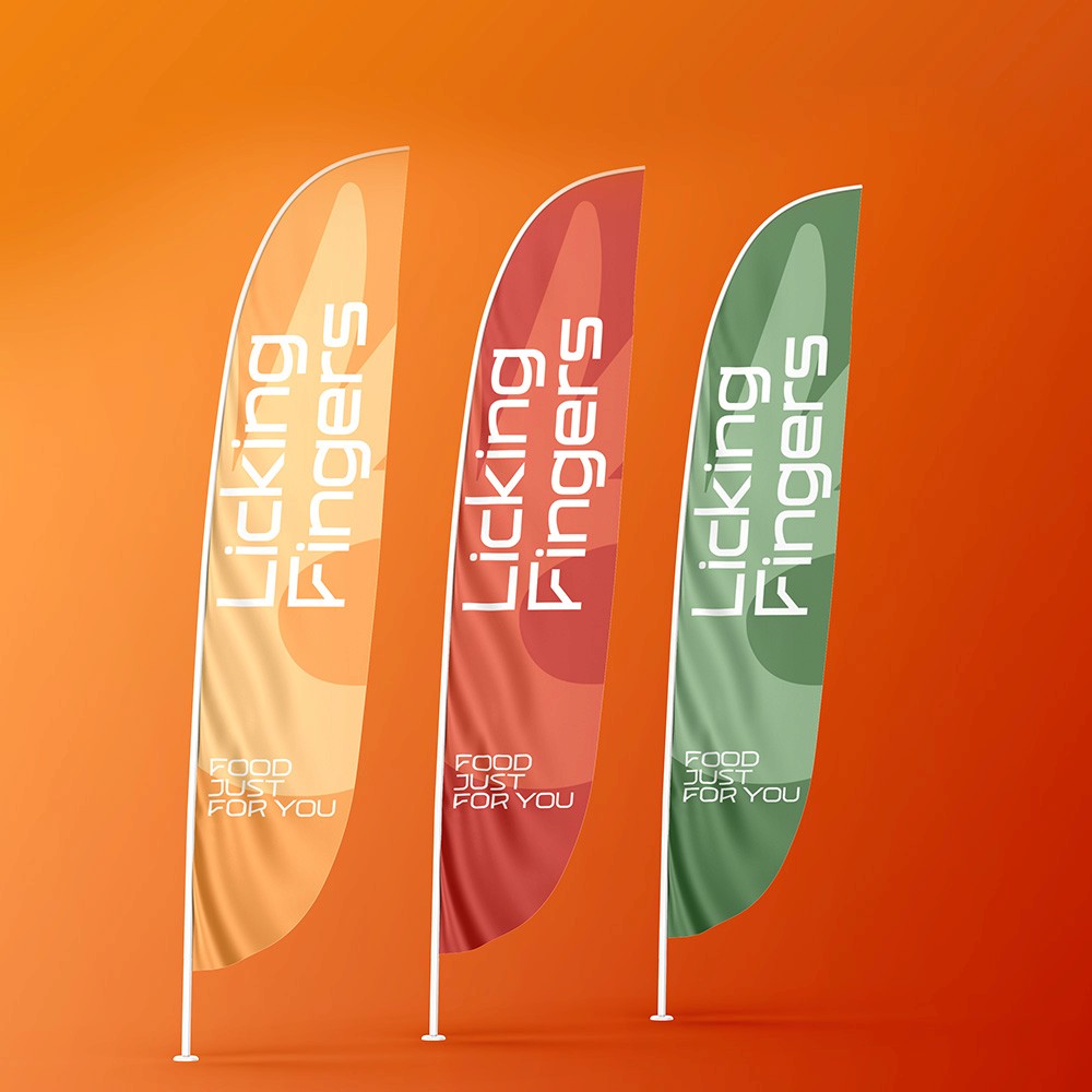 Bold, colorful food brand packaging for Licking Fingers restaurant