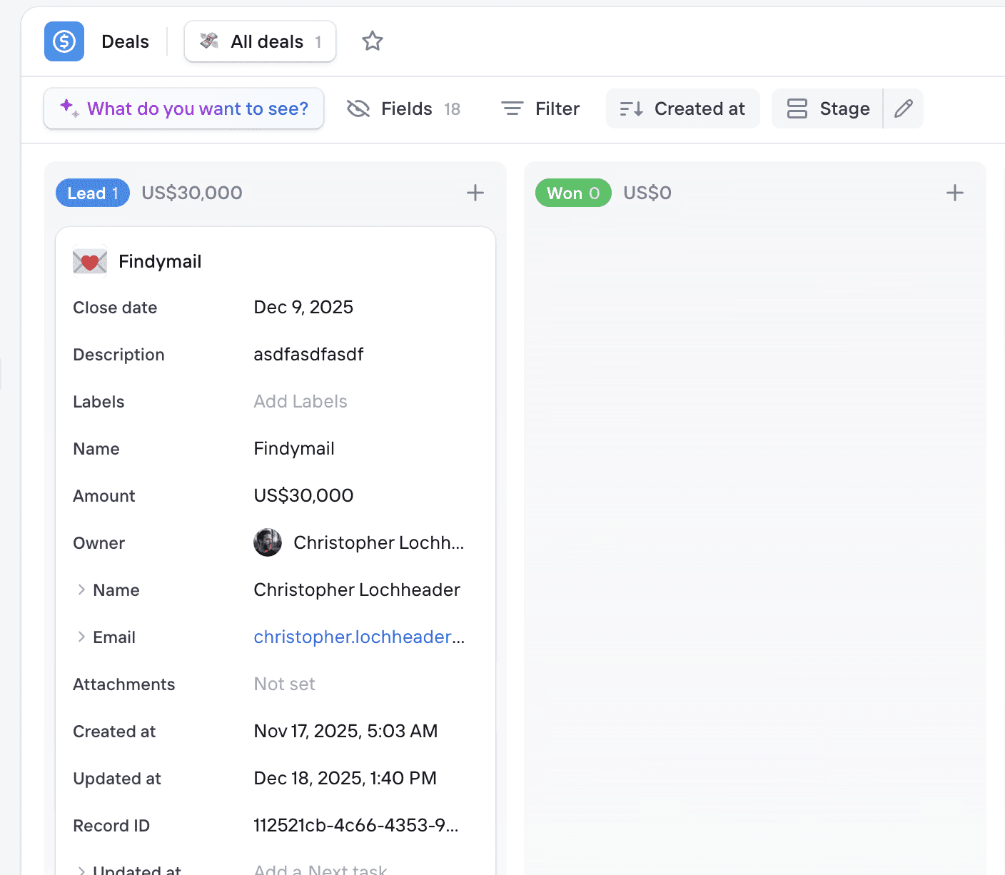 Self-Updating CRM - Pipeline