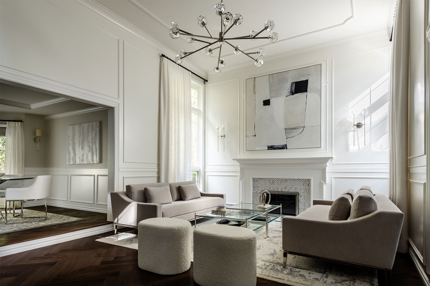 The living room of the Issaquah House Remodel, a large scale renovation by Elegant Simplicity interior design + professional organizing firm.