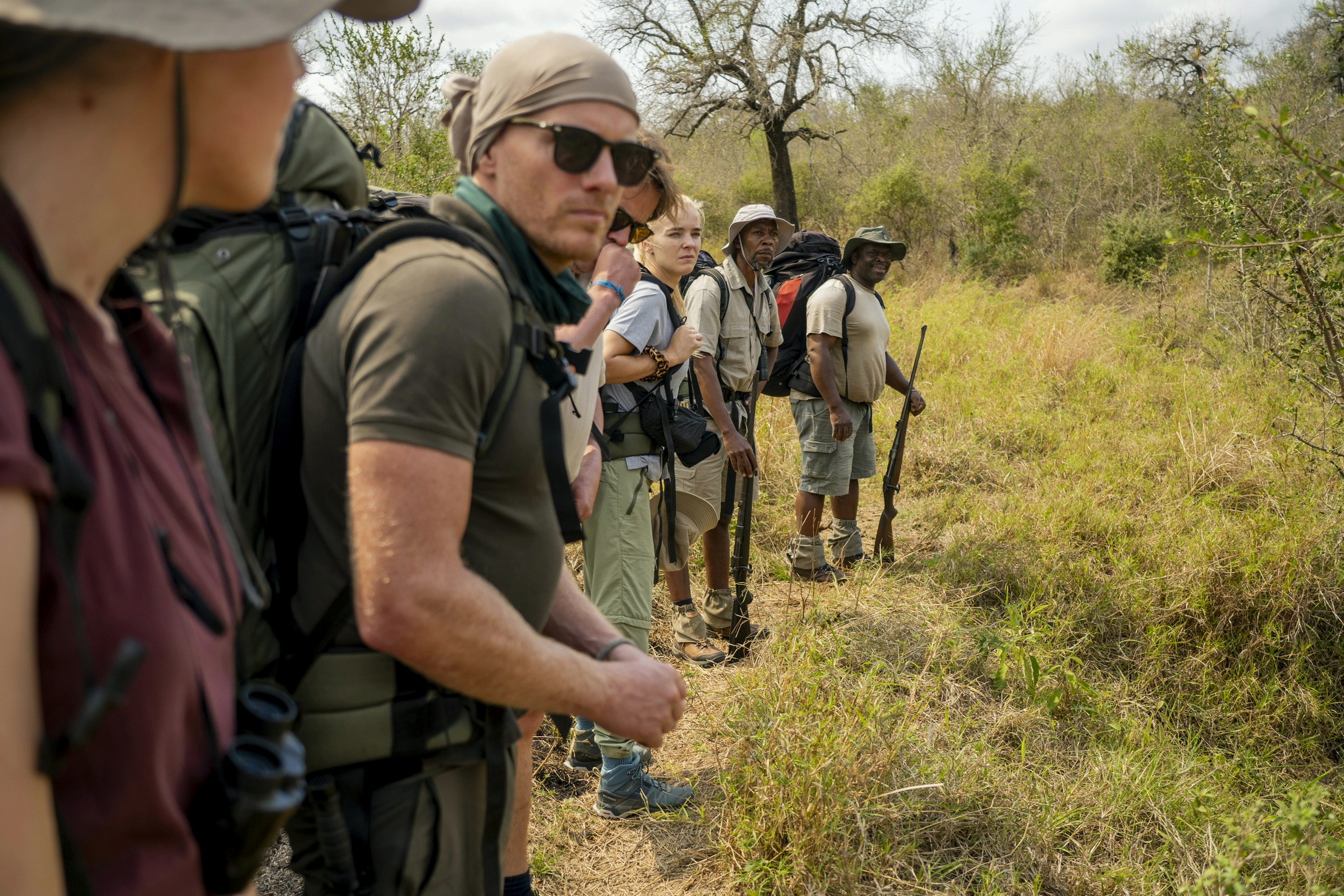 Group of hikers on safari