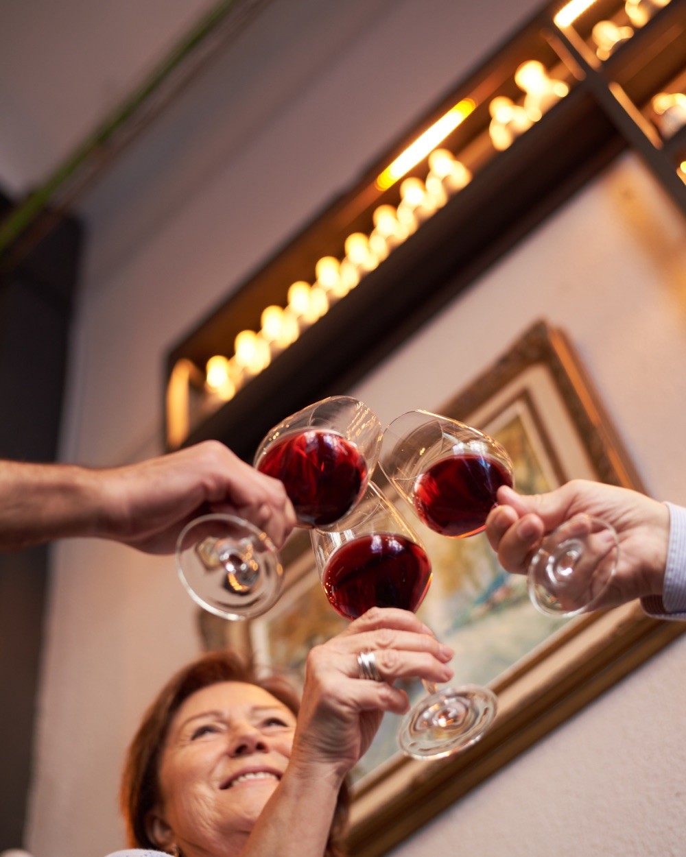 Guests raising glasses during a Barcelona food and wine tasting experience.