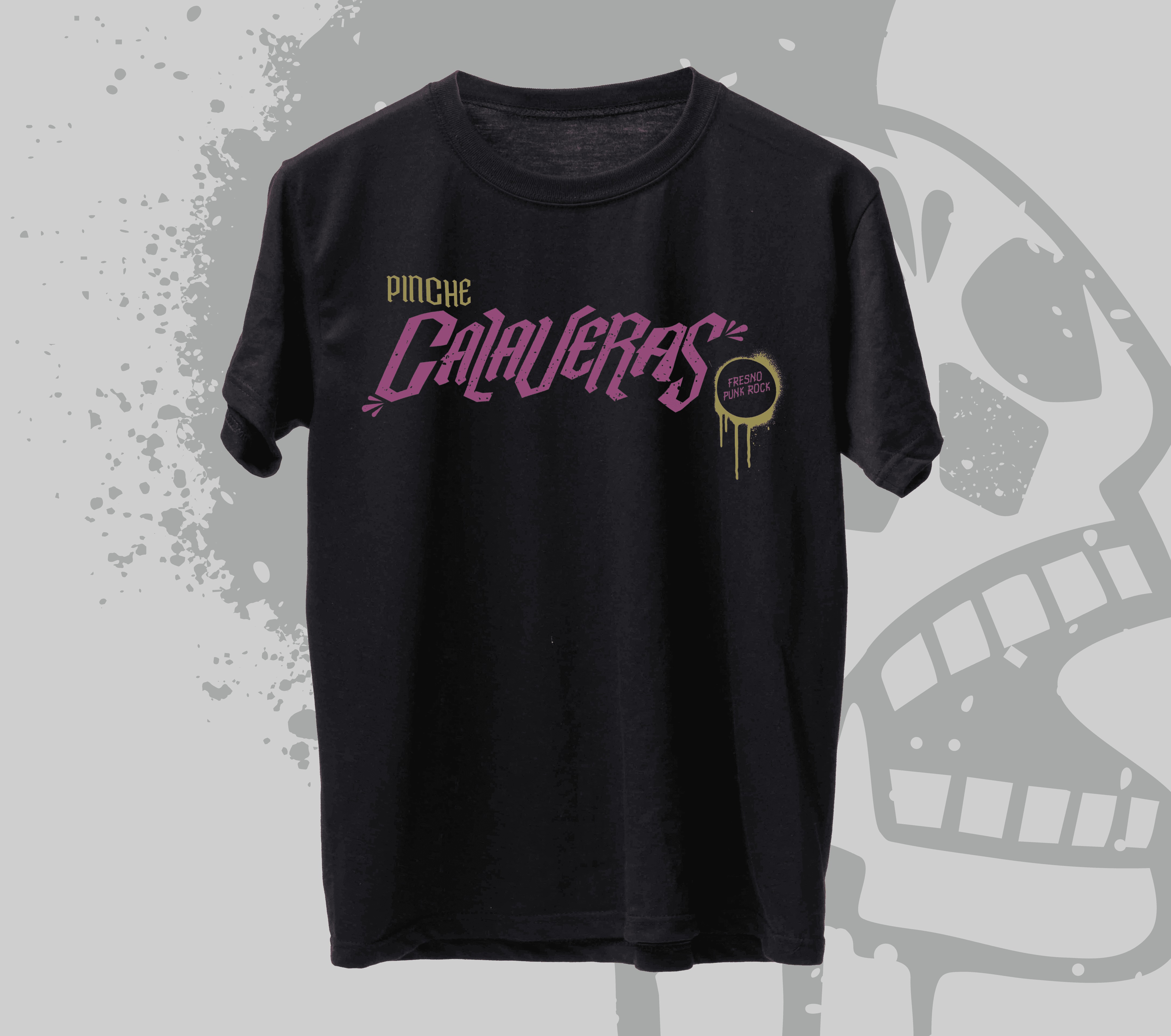T-shirt graphic design and branding for the Calaveras Band visual identity project.