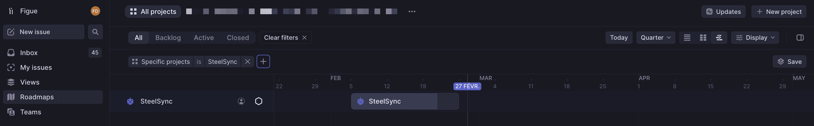 Linear roadmaps settings