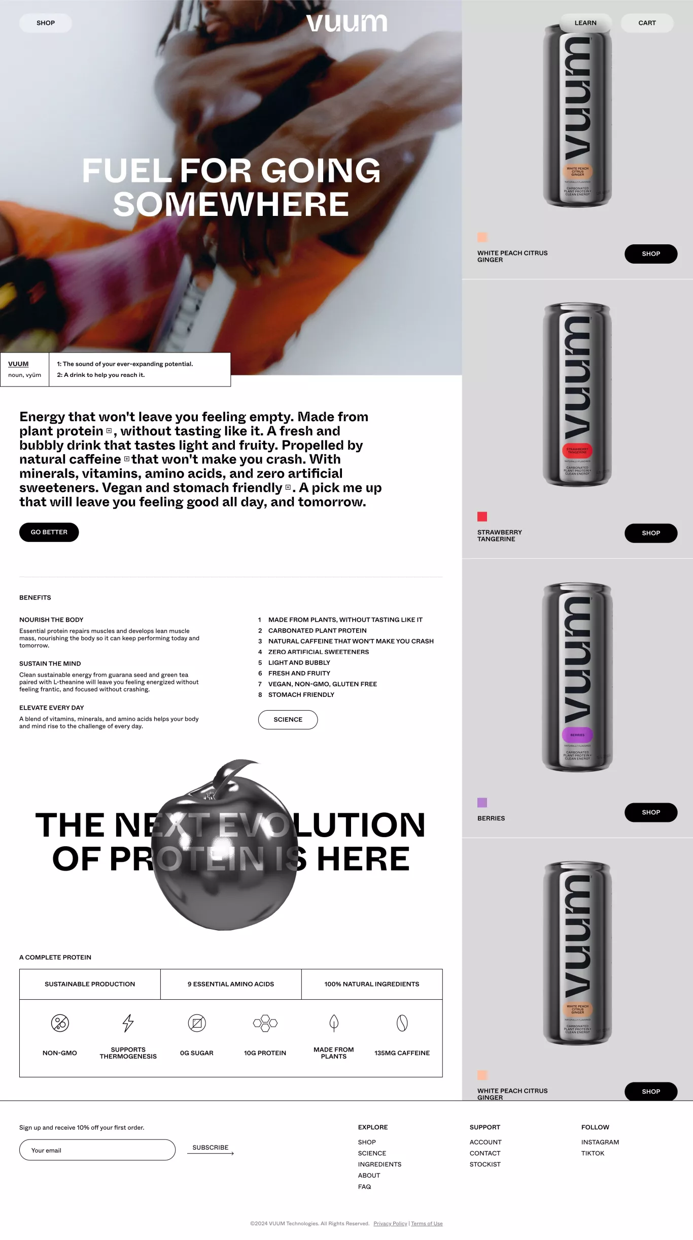 VUUM ecommerce page screenshot showcasing Food & Drinks and Ecommerce design