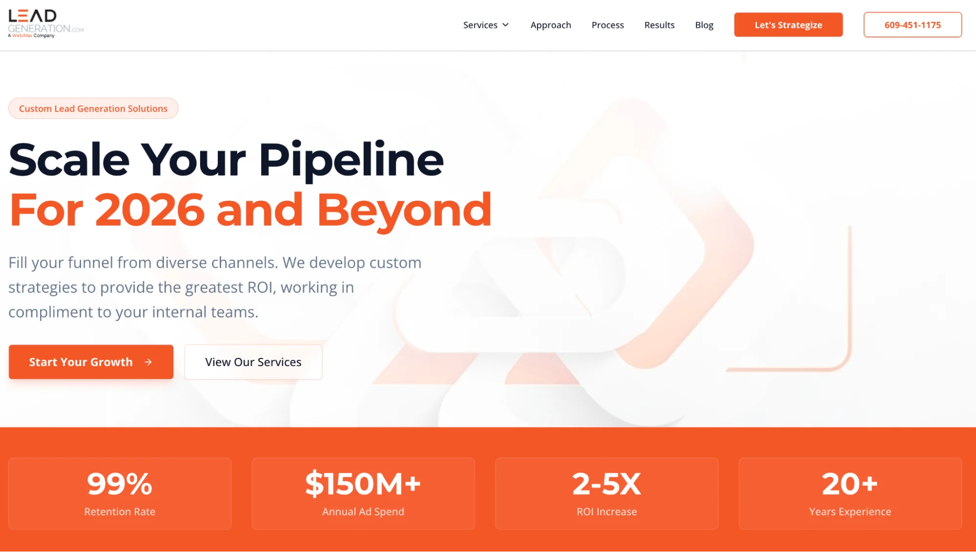 LeadGeneration.com homepage: full-service lead generation and digital marketing agency