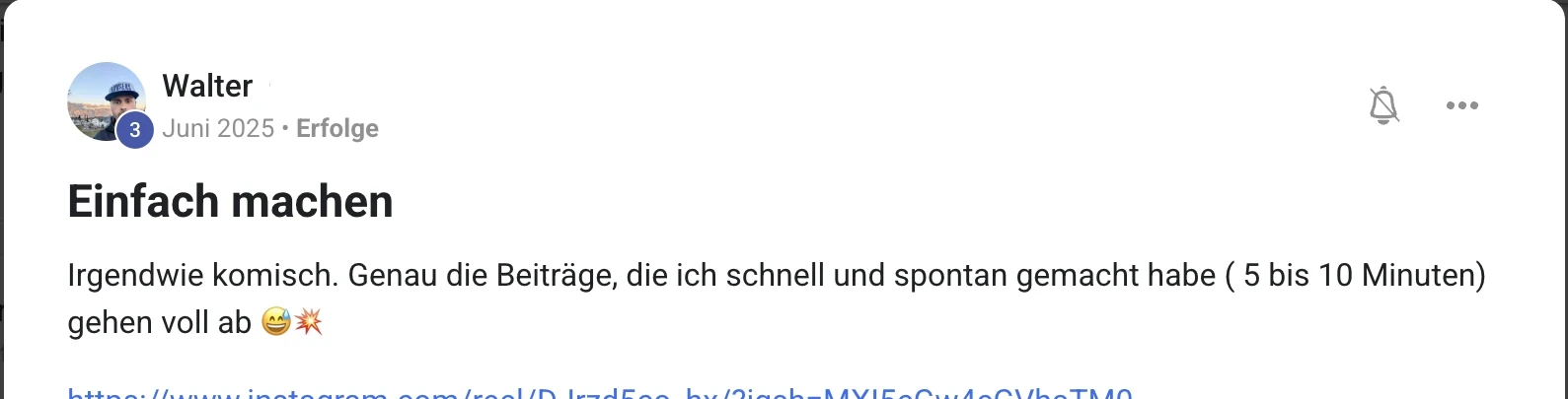 Erfahrungsbericht KI Creator Akademie: Walter erstellt erfolgreiche Beiträge in nur 5 bis 10 Minuten