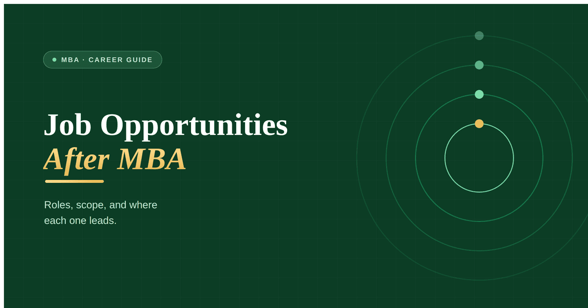 Explore job opportunities after an MBA in India, including roles in consulting, finance, product, marketing, analytics, HR, government and entrepreneurship, with salary ranges and long-term career paths.