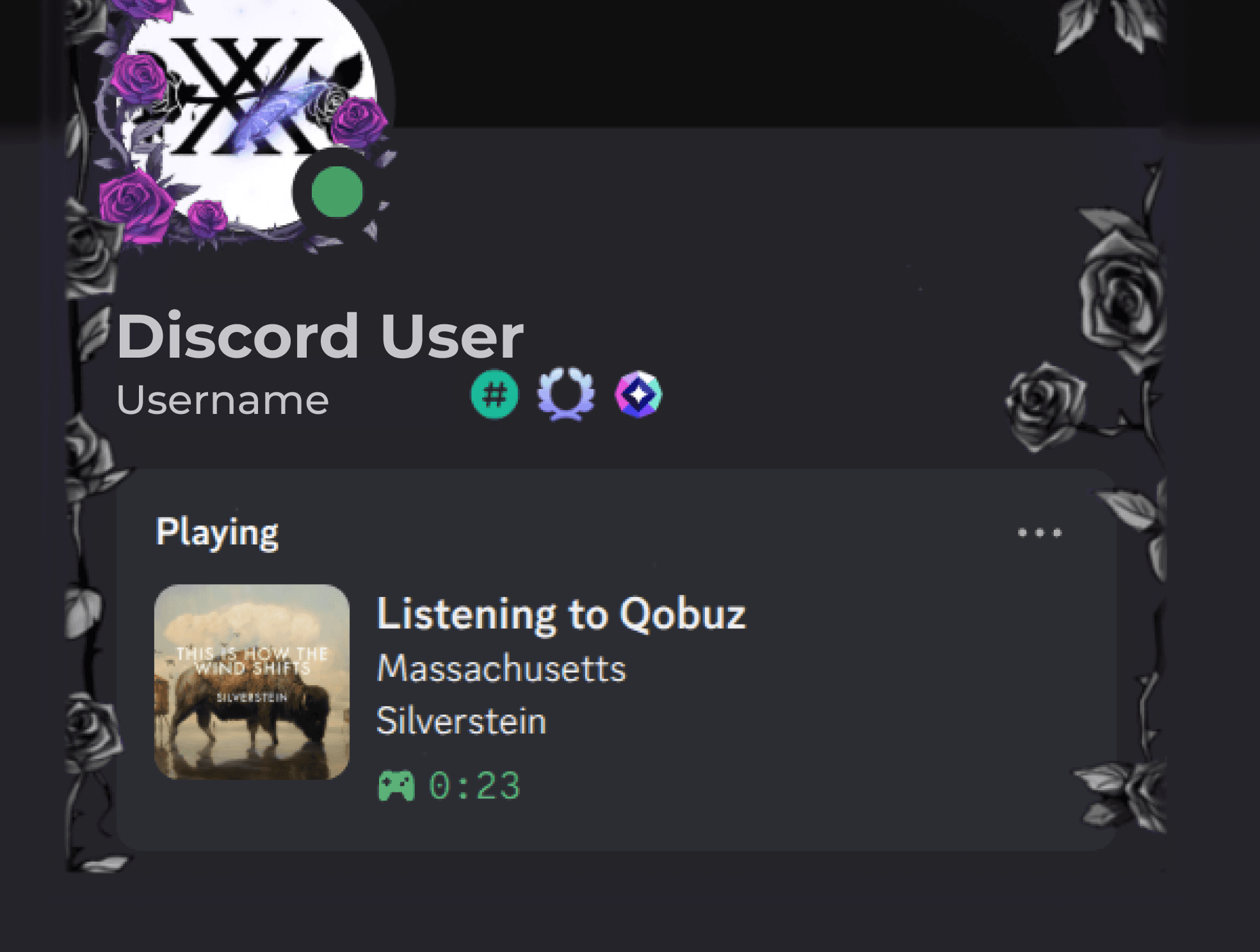Discord status displaying currently playing Qobuz song via DDI RPC Tool