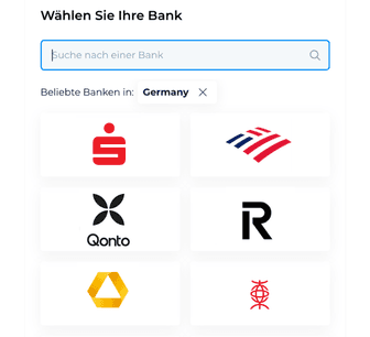 Logos von Banken, darunter Commerzbank, Qonto, Bank of America, Sparkasse und Revolut