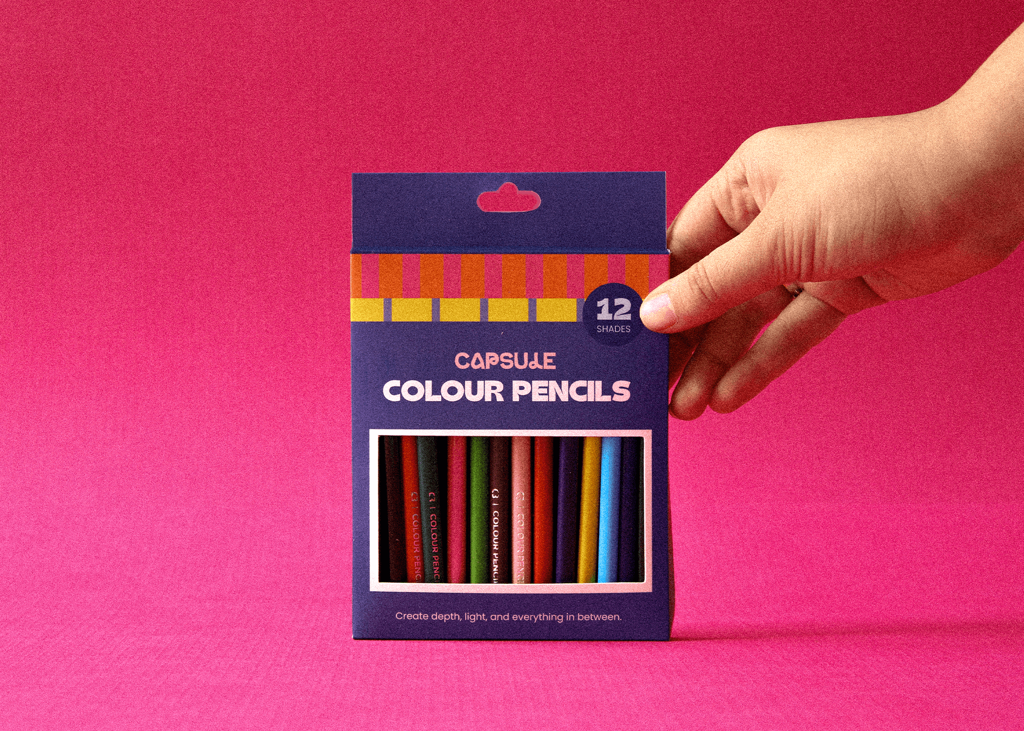 An orange cube-shaped side table is shown.