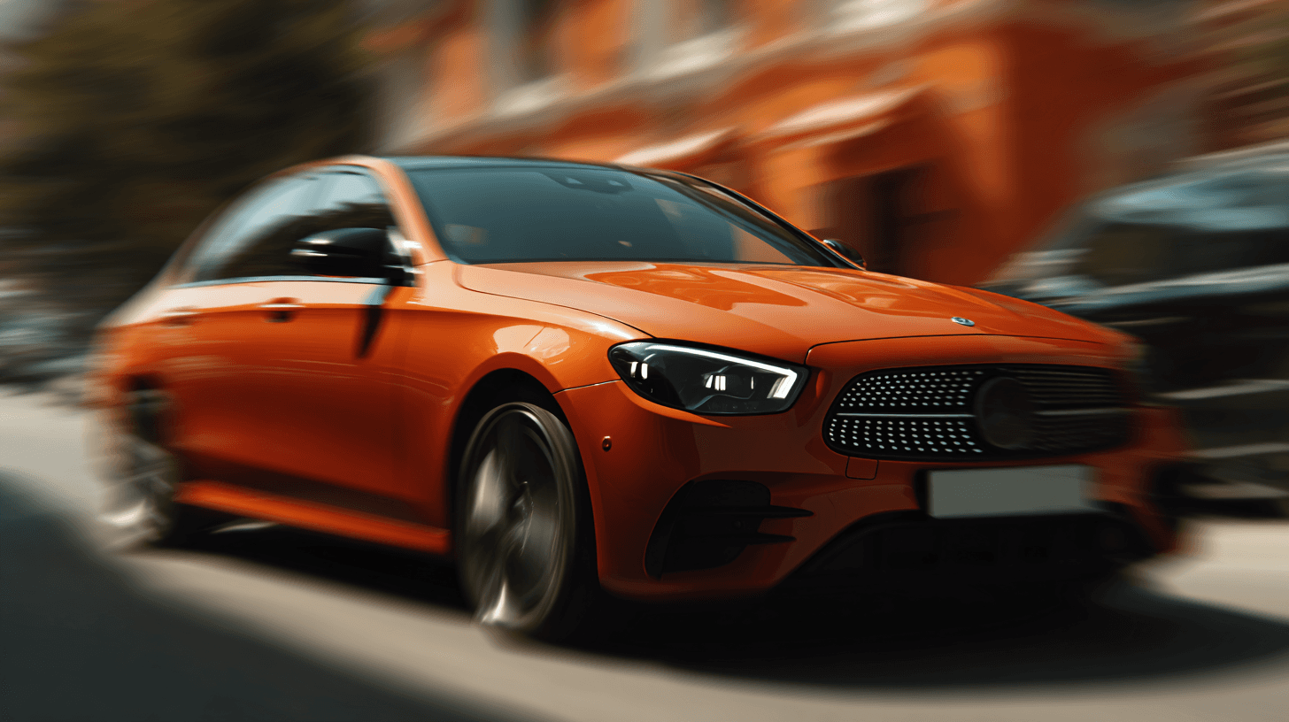Orange car motion blur