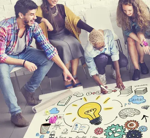 Person reviewing data on tablet