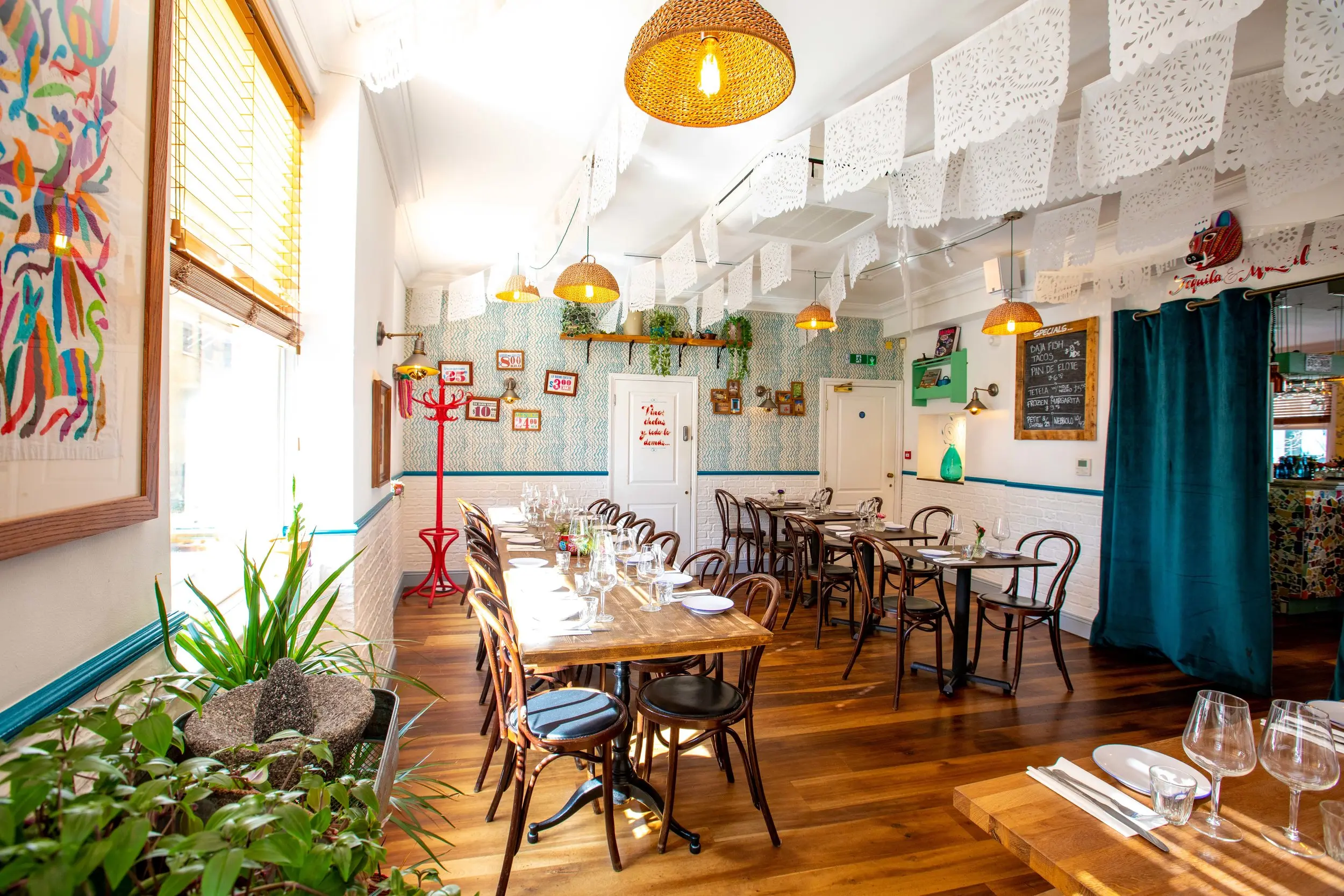 Santo Remedio dining room, one of the top Mexican places to eat near Tower Bridge in London SE1.