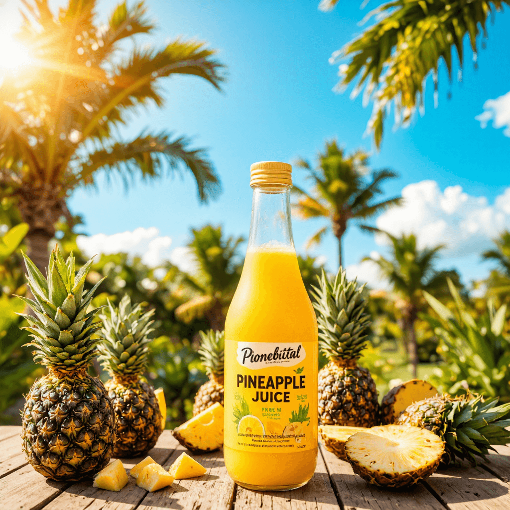 product photography of bottle of pineapple juice