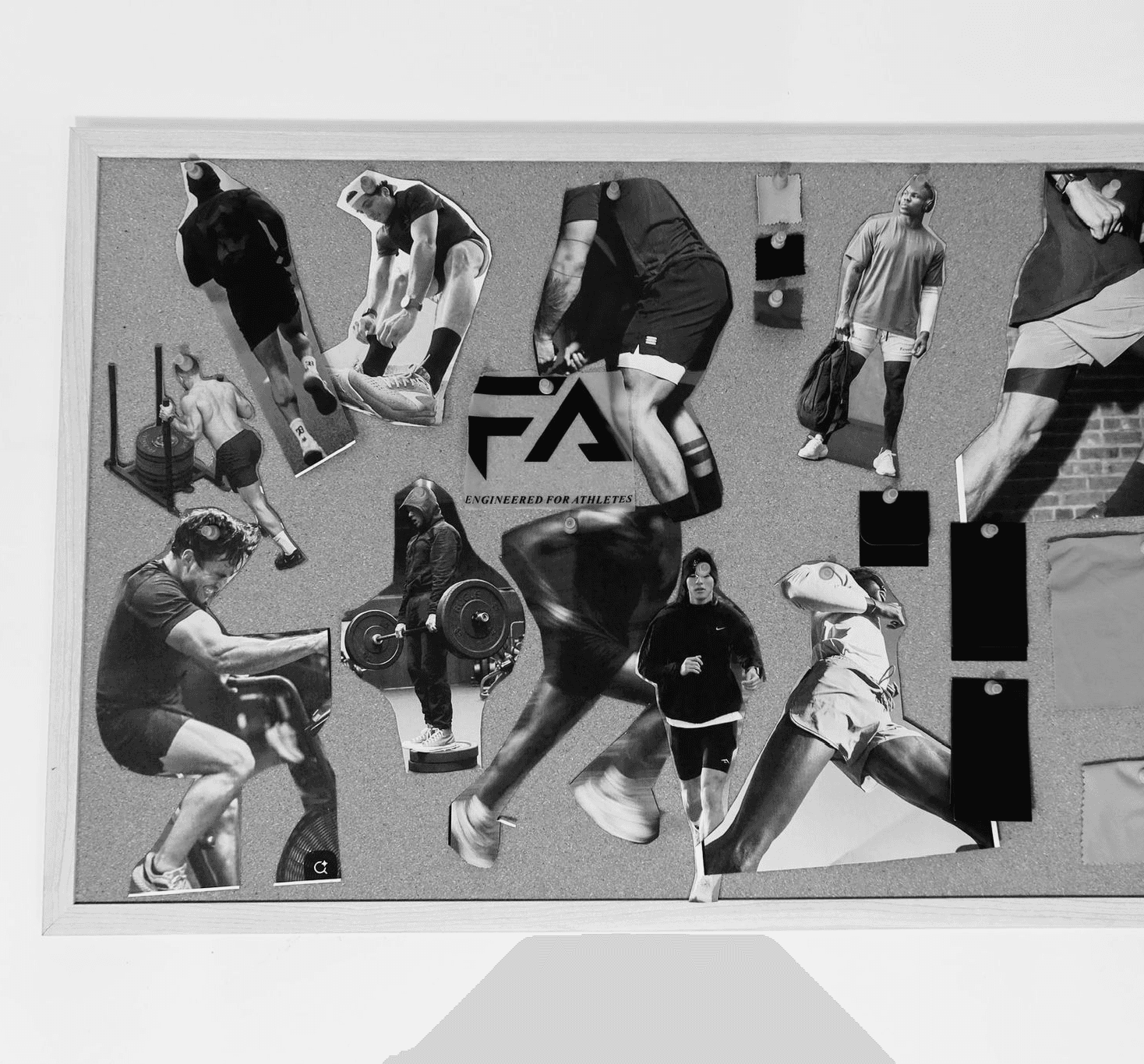 An image of the two founders creating a moodboard around their upcming clothing brand named Forma Athletics