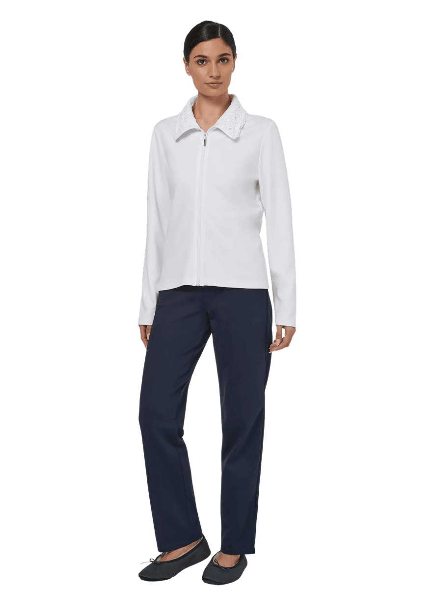 Lounge jacket with lace collar