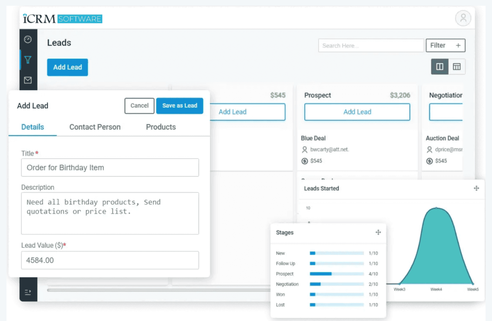 iCRM interface