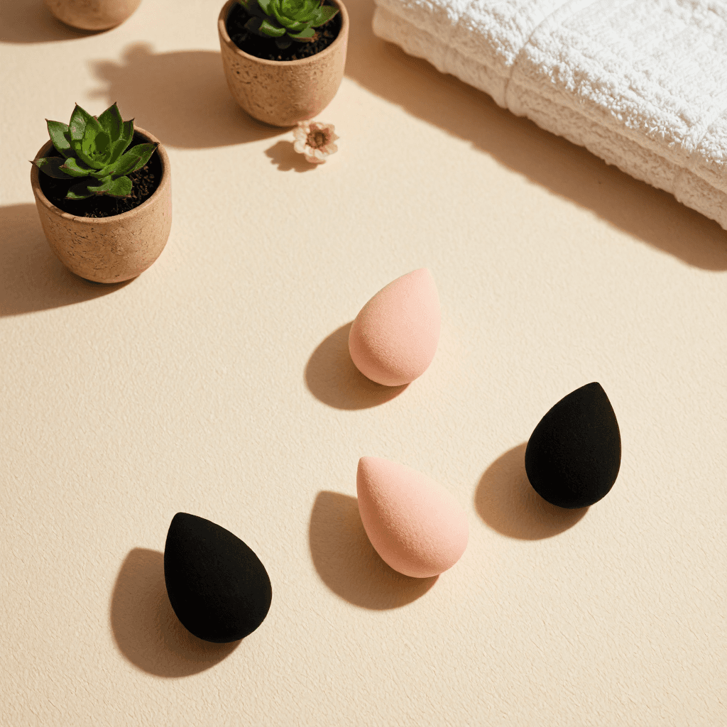 product photography of makeup sponges