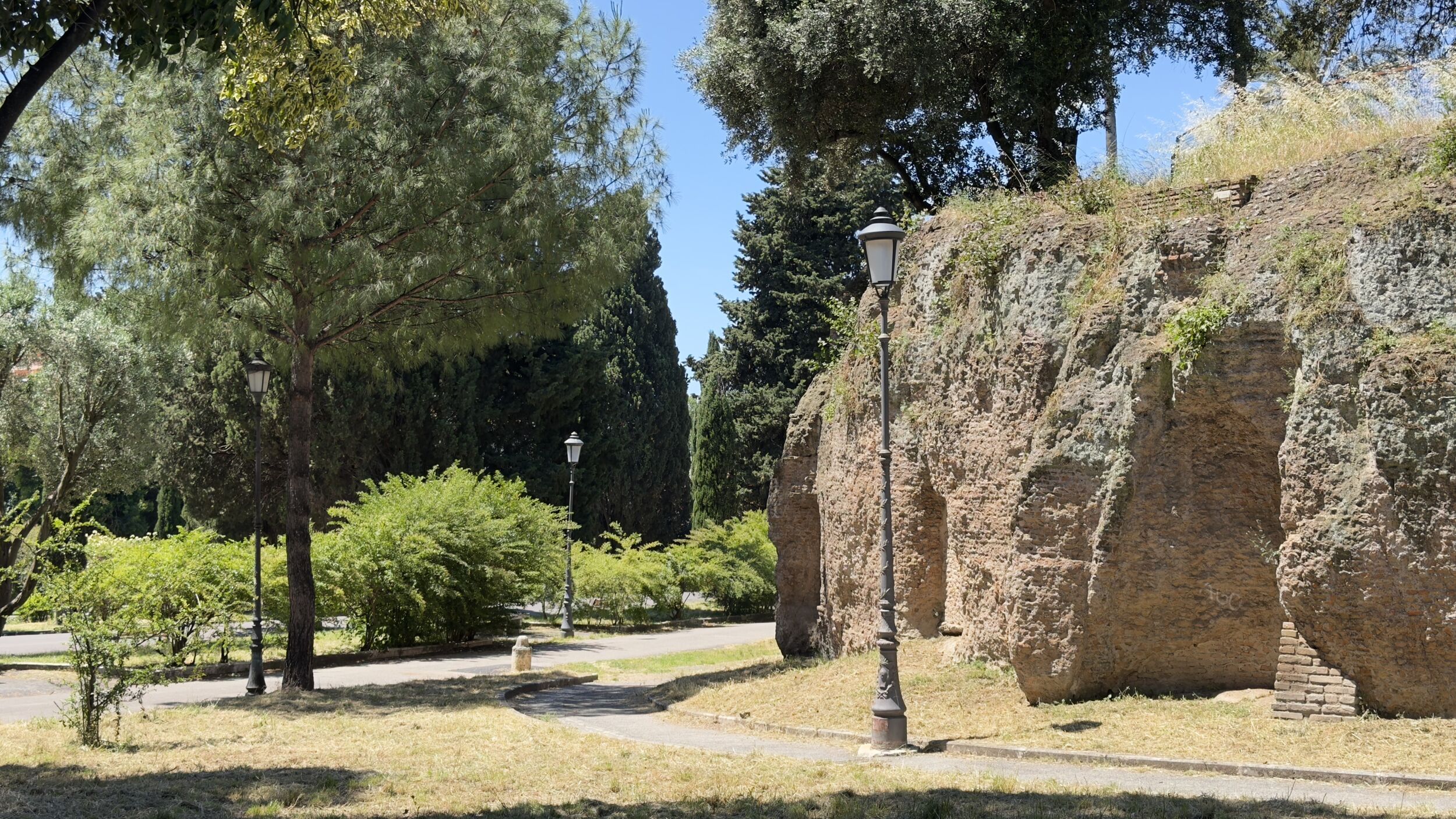 Entrance arches and brickwork at the Domus Aurea archaeological site on Colle Oppio, Rione Monti, Rome