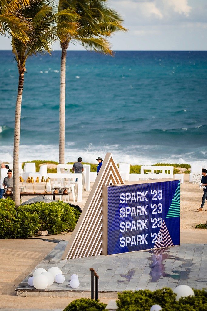 Detail shot of the SPARK beach stage. 