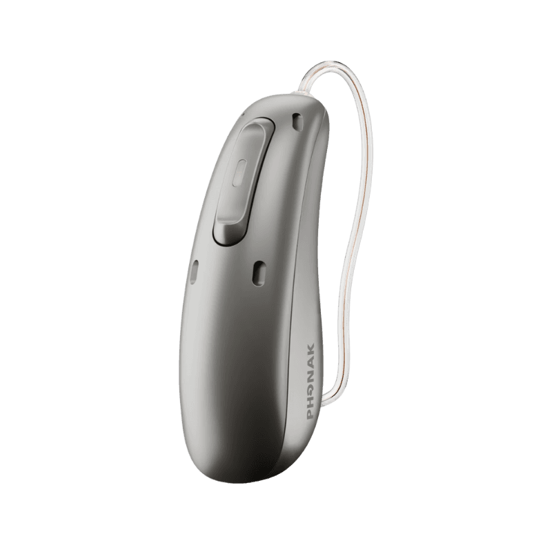 Micro-contour Phonak Audeo Paradise P90-R, appareil auditif rechargeable premium offrant précision et confort sonore. Essai gratuit 30 jours avec accompagnement chez Audio Pour Tous.
