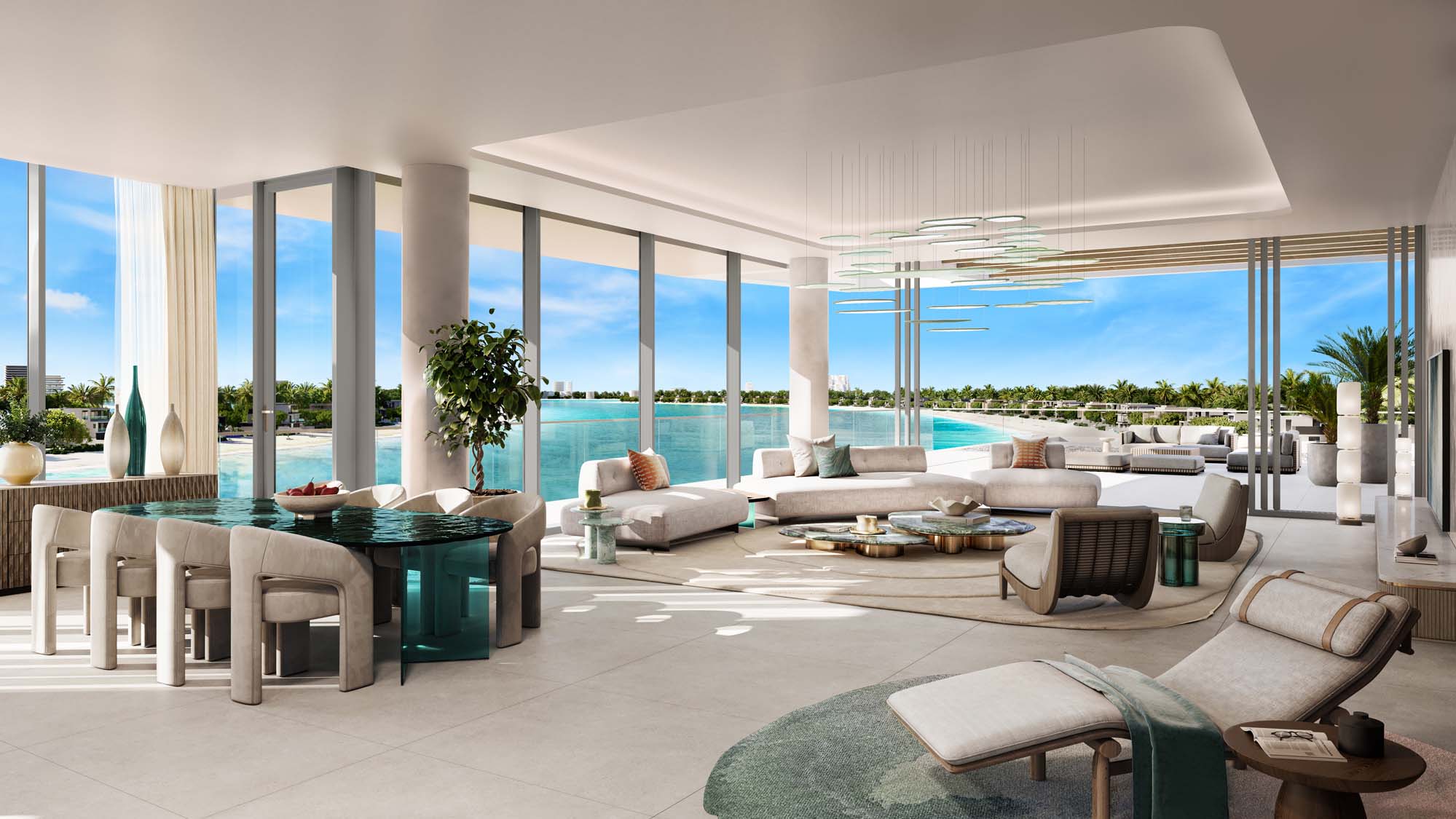 Spacious living room with large windows, allowing ample natural light at Palm Central Private.
