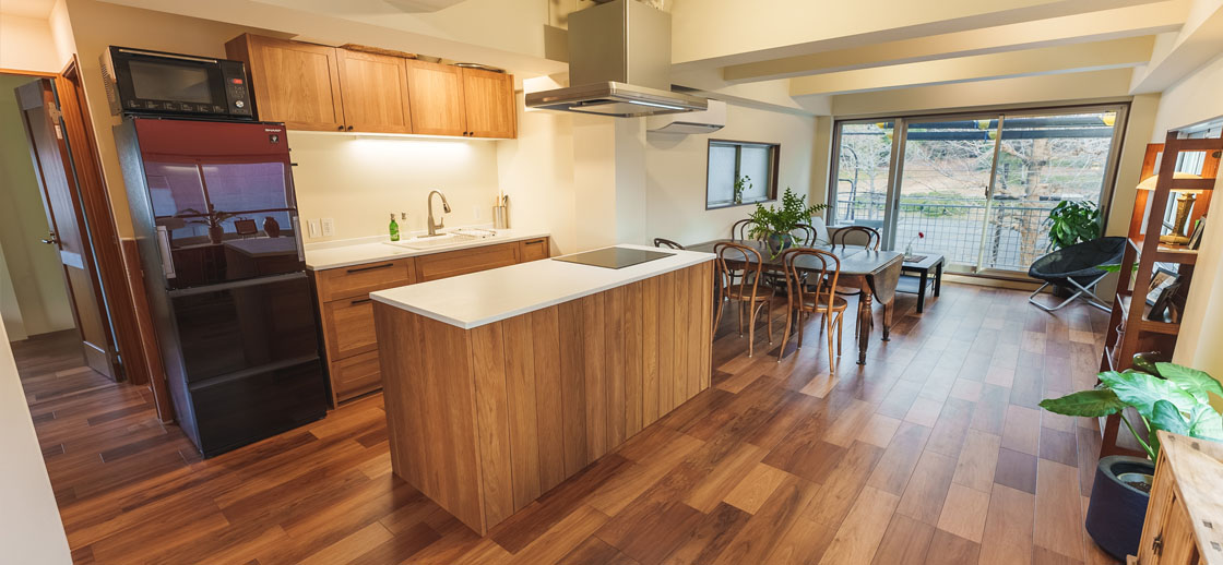 wide angle photo showing the spacious apartment for rent