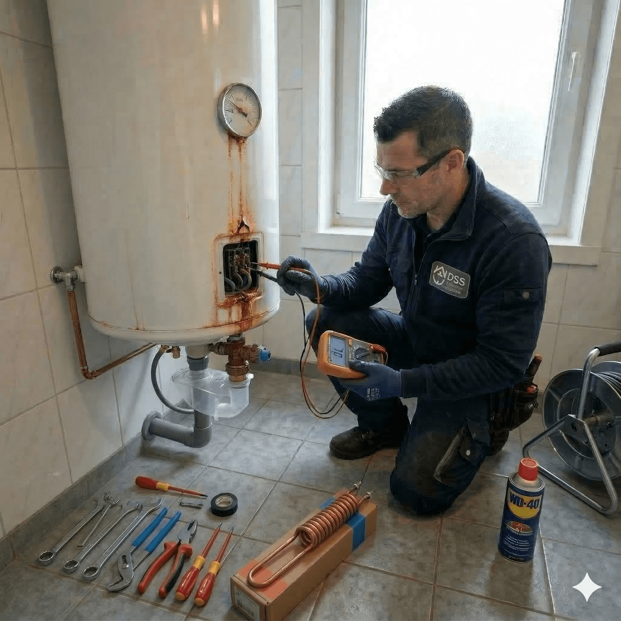 person holds door lever