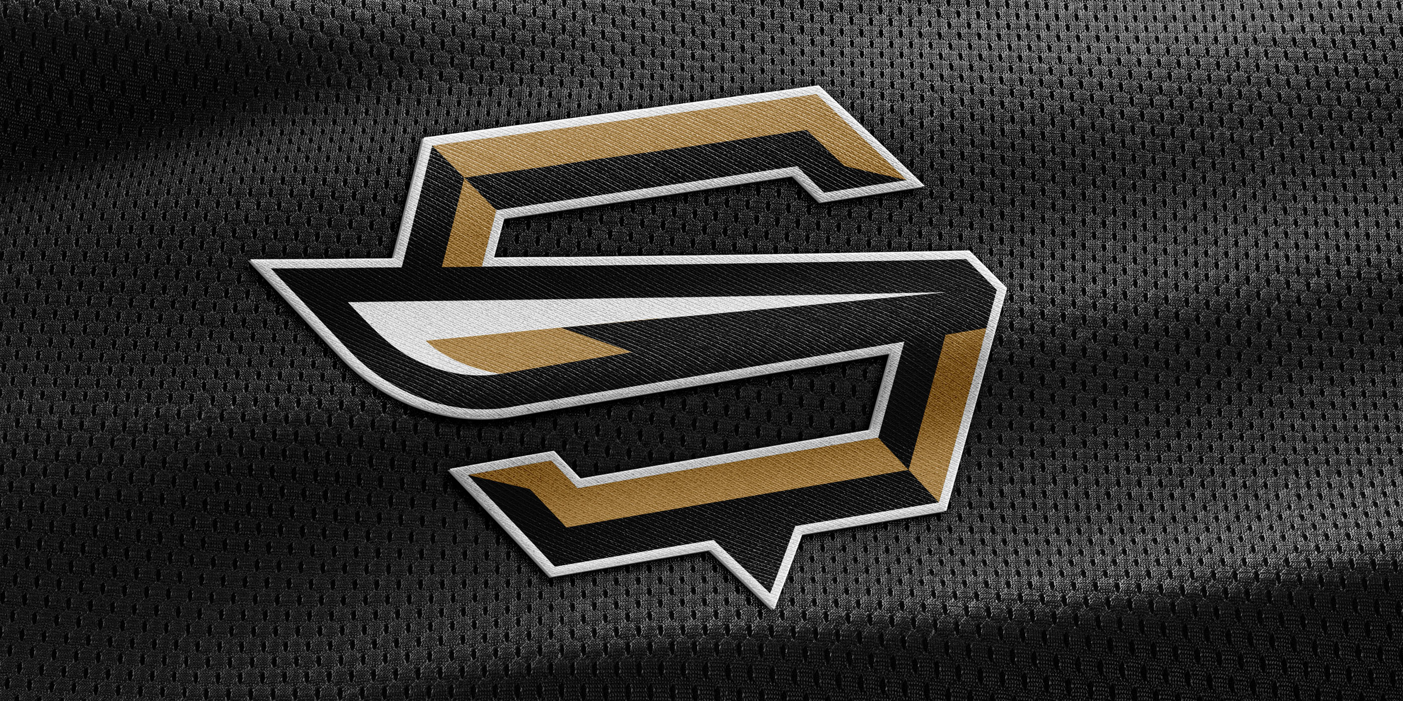 Stevensville School S monogram with wing logo mocked up on jersey mesh.