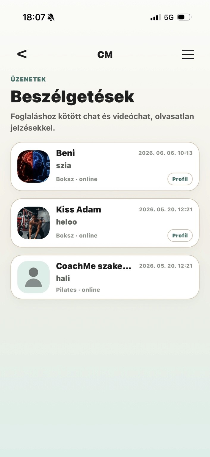 CoMe sport screenshot
