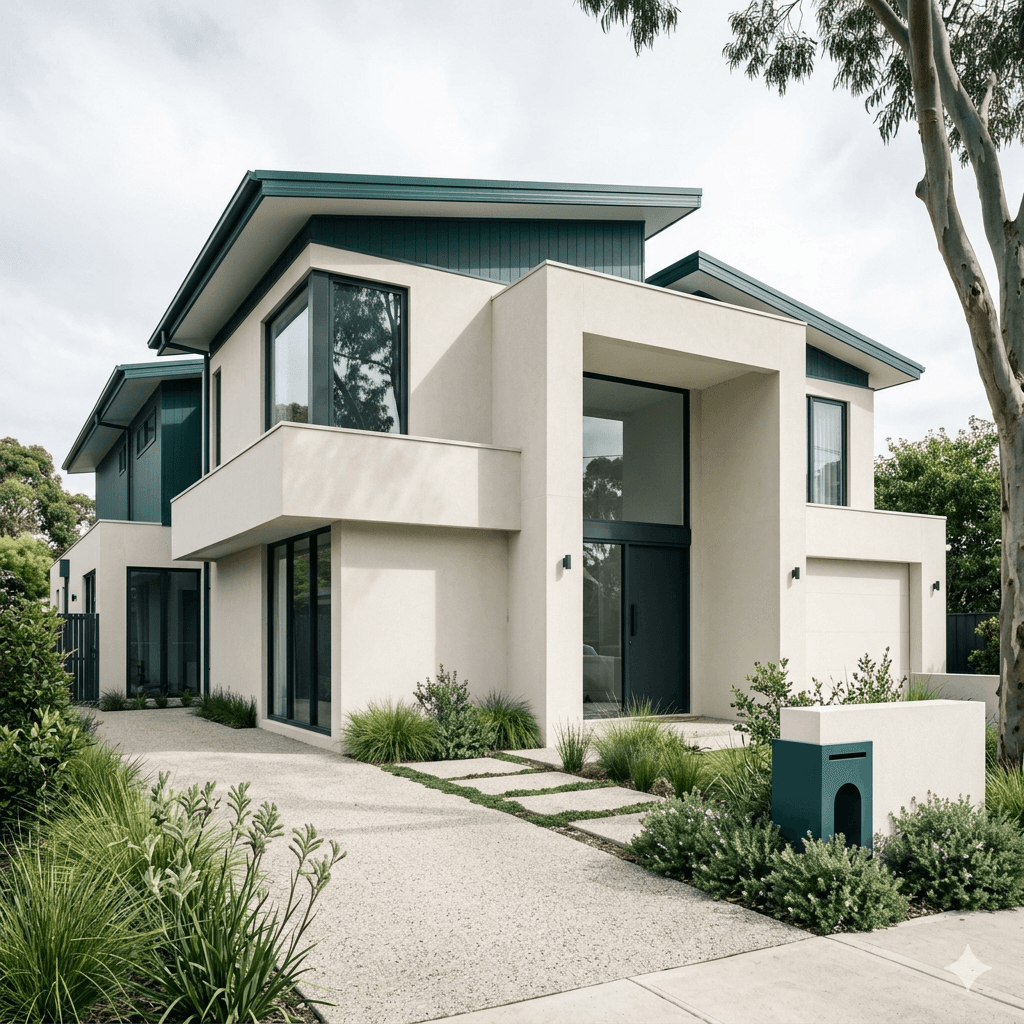 A house with a lawn and landscaping in front of it