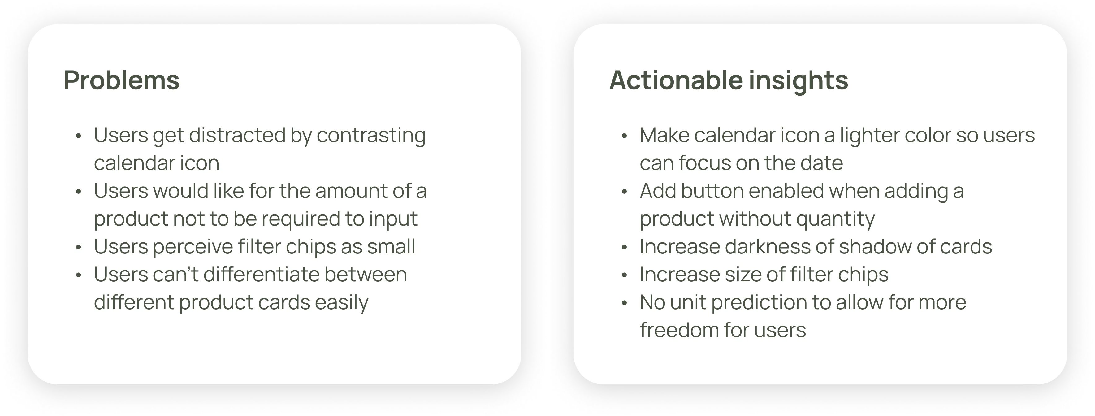 Usability test insights