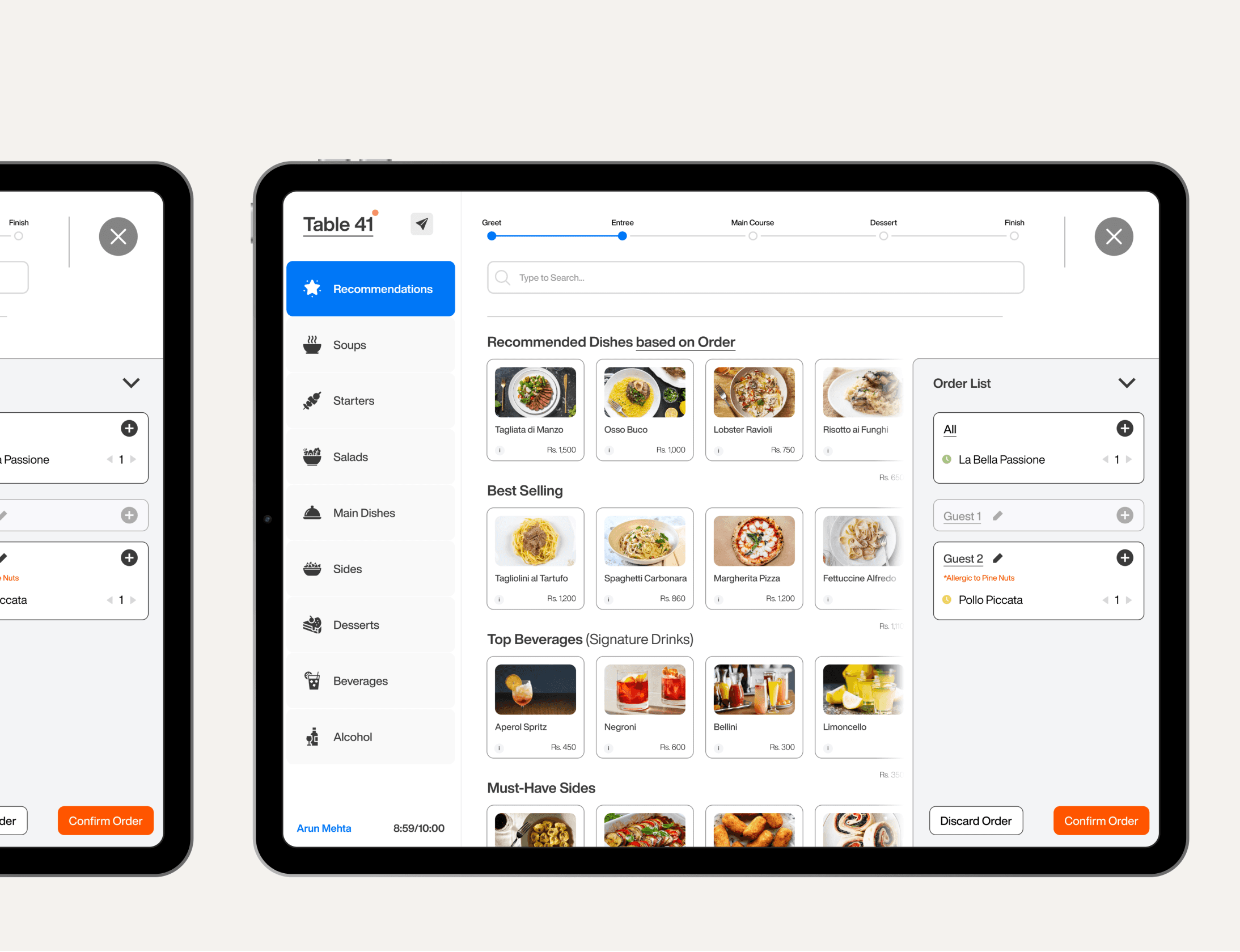 iPad screens showcasing my solution called Garnish.