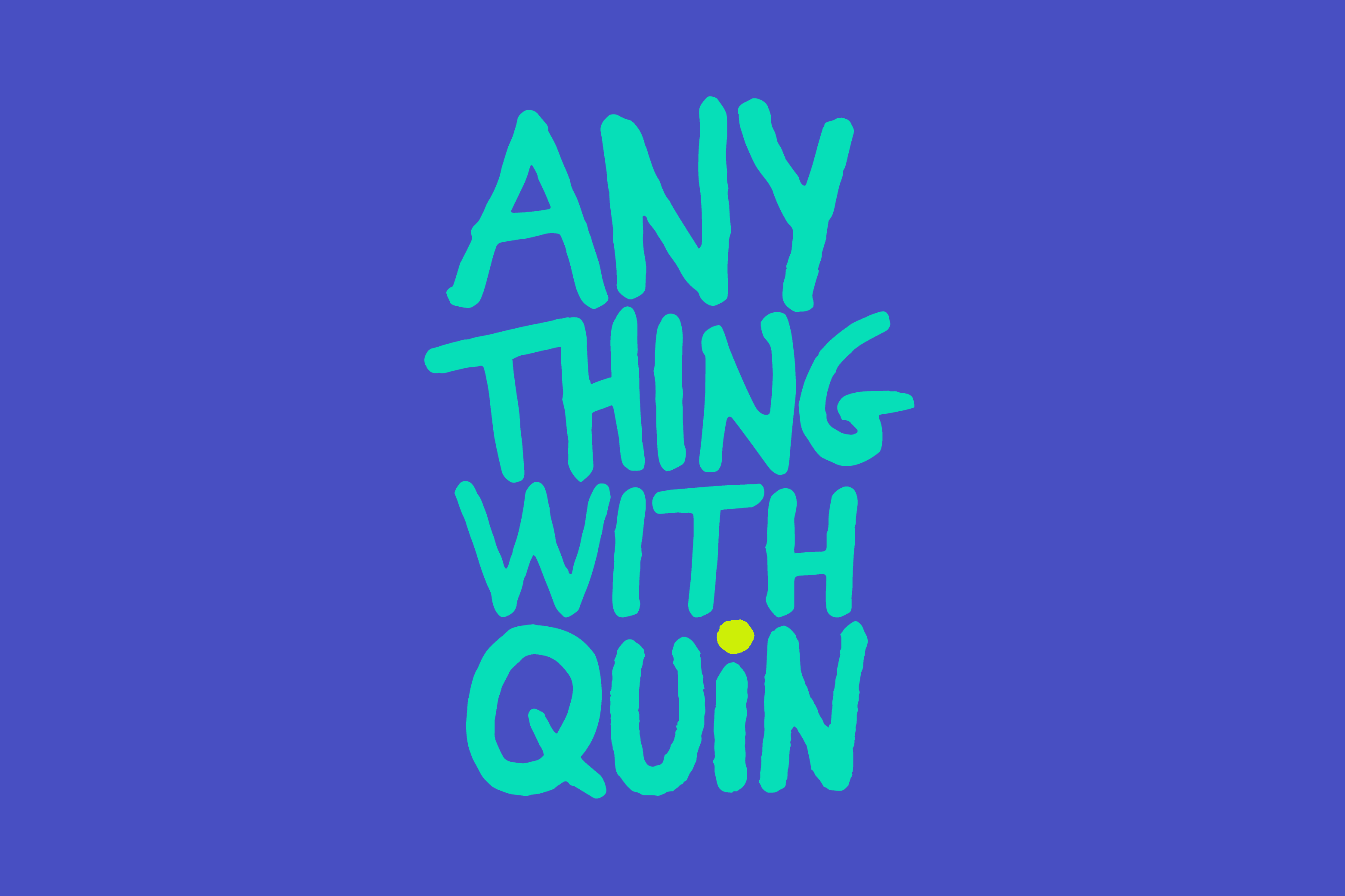 A tablet screen displays the title “HEROES WITH QUIN” in bold white text on a purple background, with a white rectangular “Start” button below it. The tablet has a black bezel and a small circular camera lens in the top right corner, against a textured purple background.