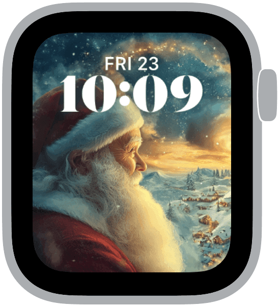 an apple watch face from the santa collection
