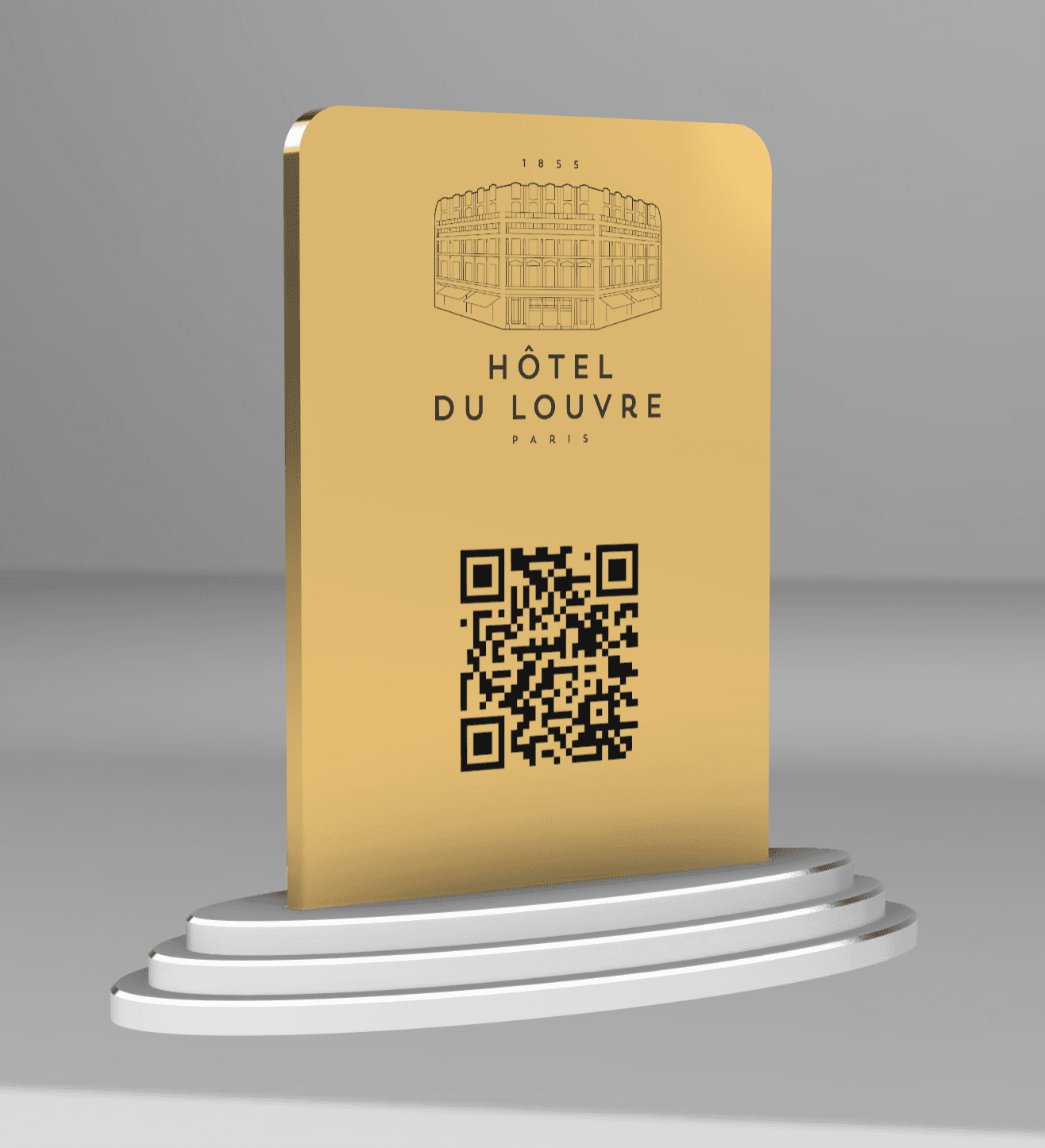 QR Code Métal Gravé - Avec Nom et Logo