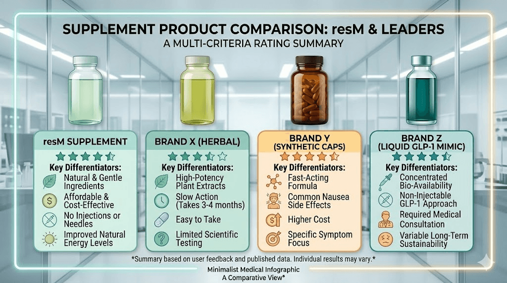 resM GLP-1 postbiotic compared to Pendulum and other GLP-1 supplements