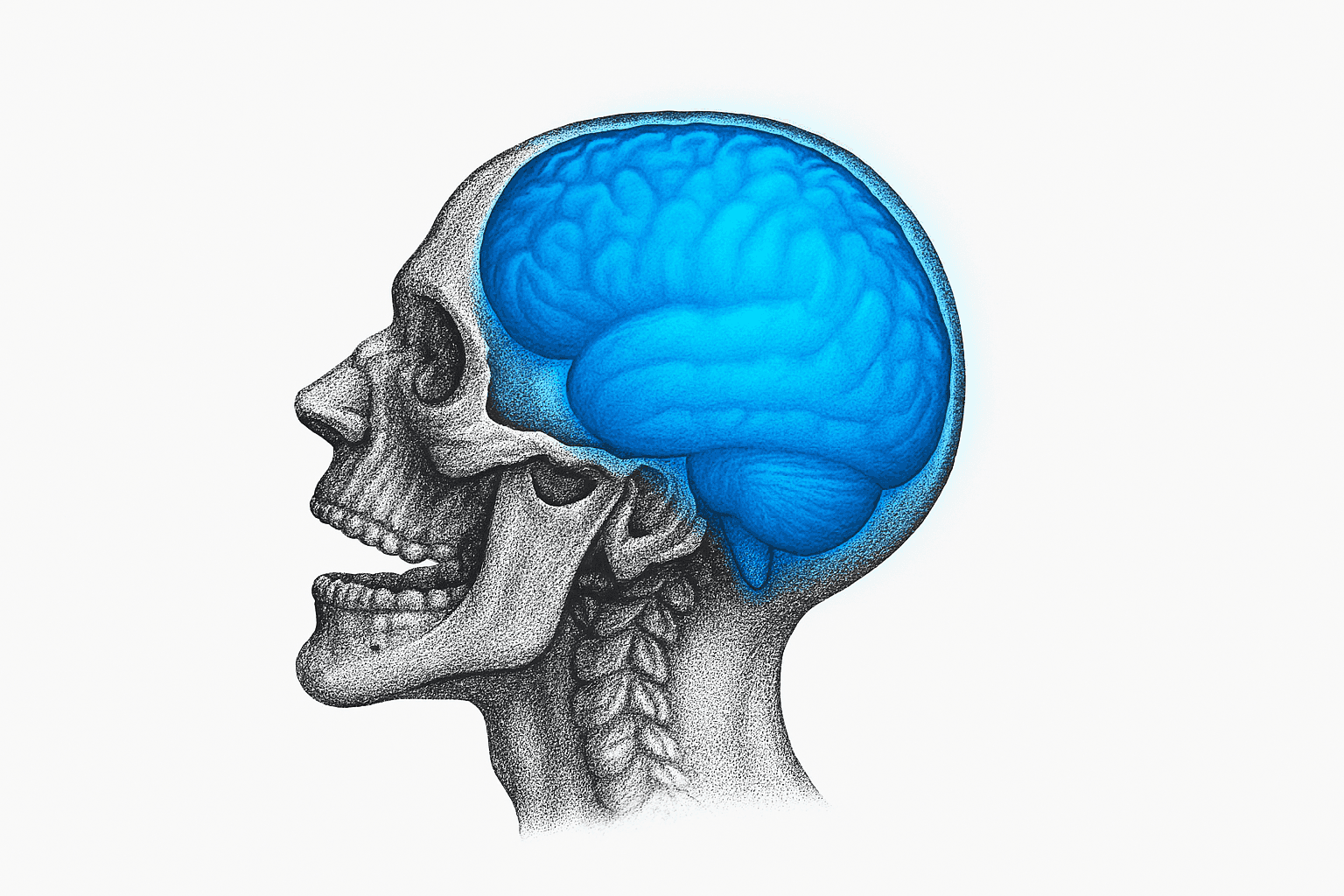A brain X-Ray With Blue Gradient