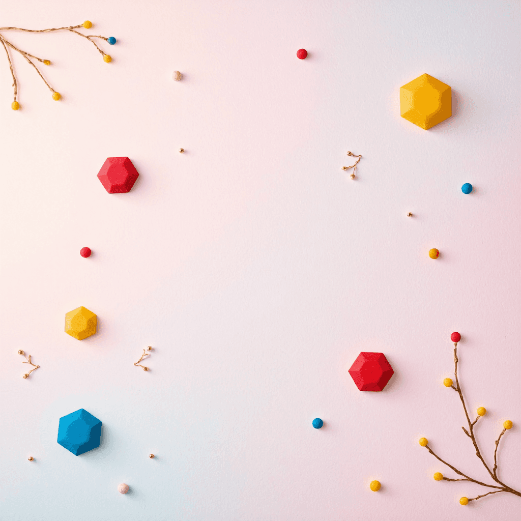 product photography of colorful hexagonal shapes