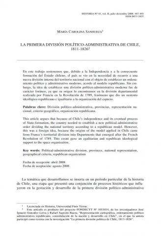 La primera división político-administrativa de Chile, 1811-1826