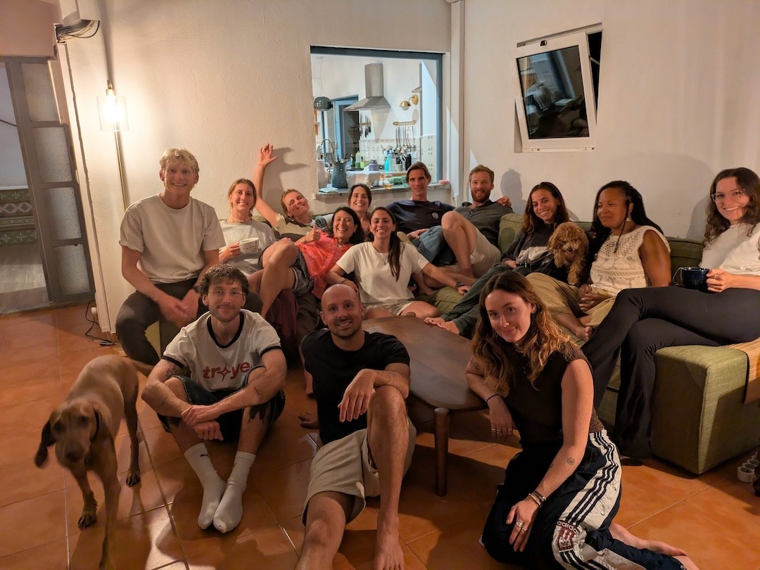 group photo of everyone in the house with Carolyn and Nick