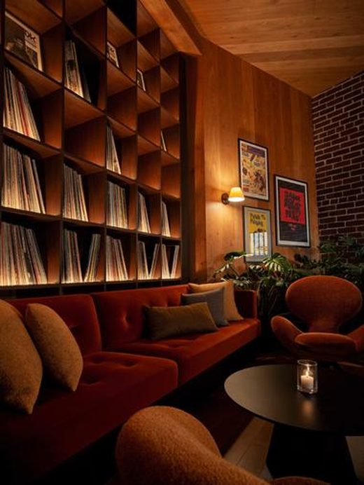 A listening lounge in velvet and records