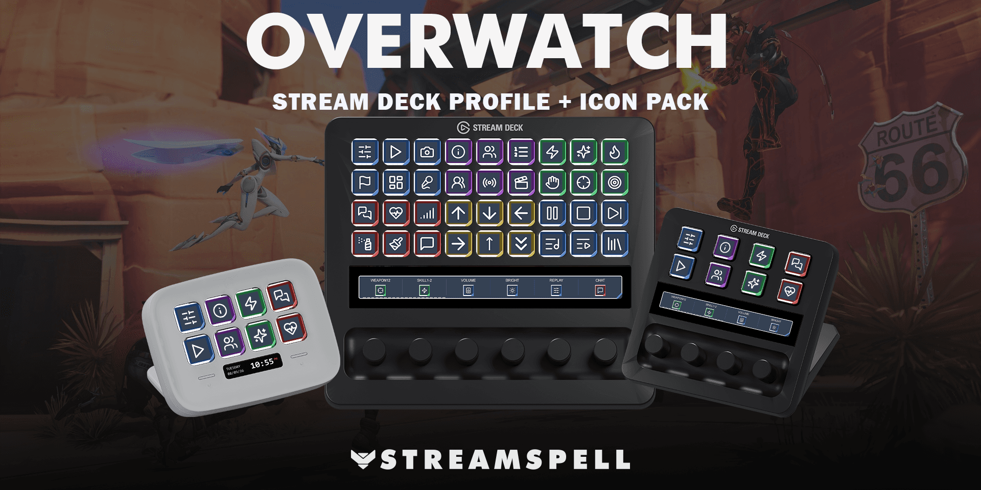 Overwatch Stream Deck Profile preview with Neo, Stream Deck + XL and Stream Deck +
