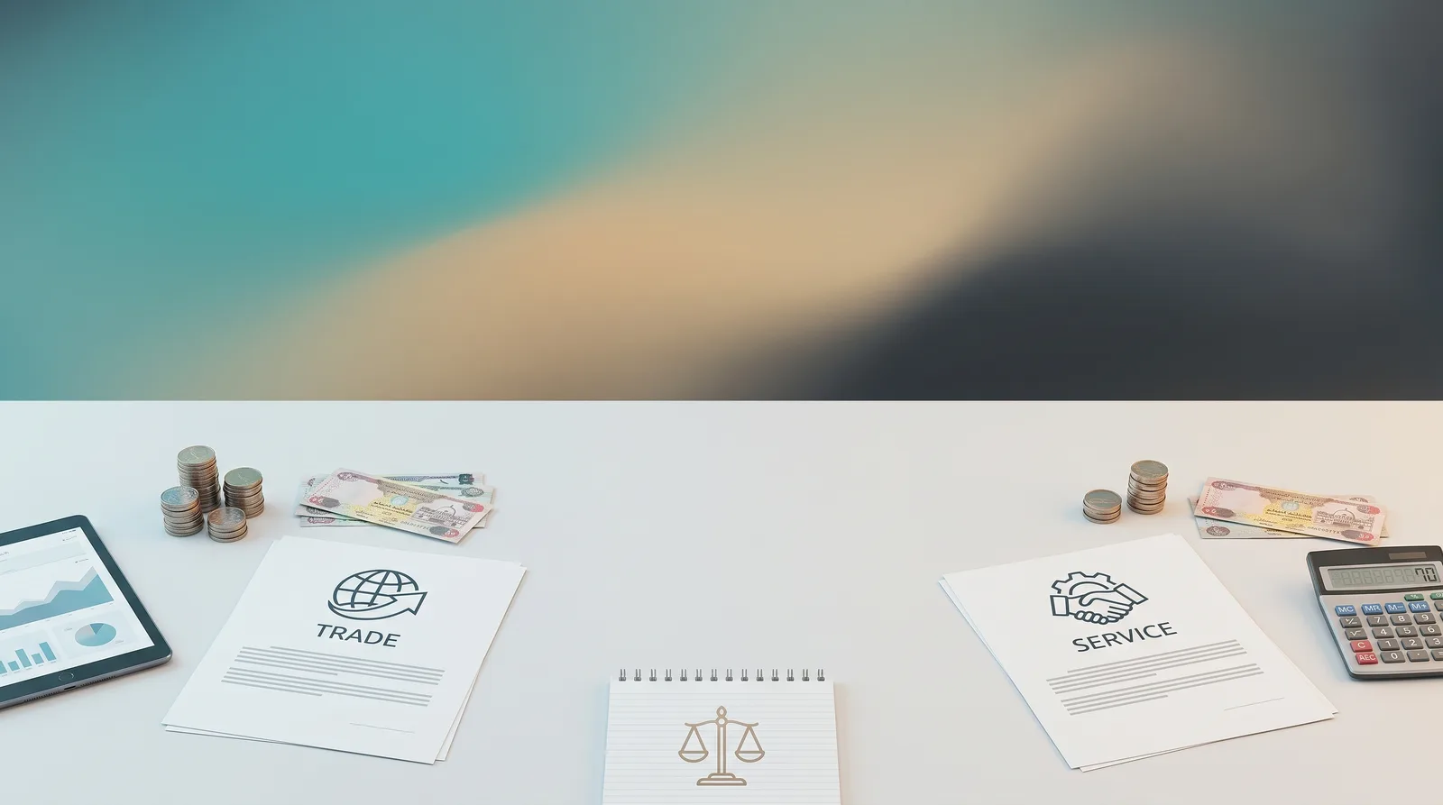 Trading versus service license Dubai cost comparison on desk