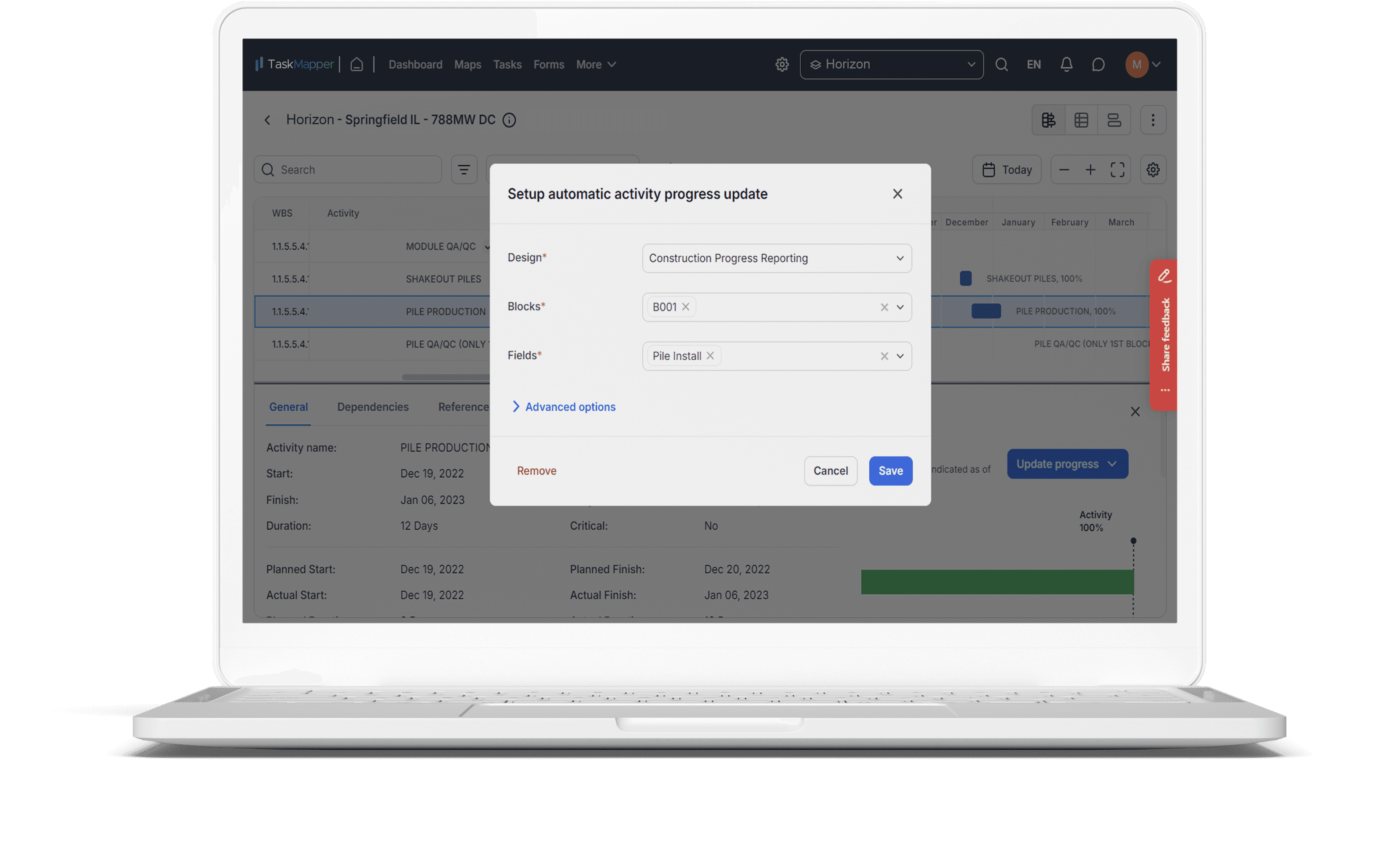 TaskMapper app sample of civil process configuration for auto updates