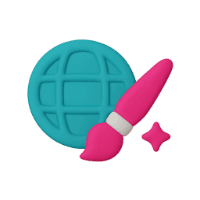 A globe and paintbrush icon, representing creativity and global design concepts.