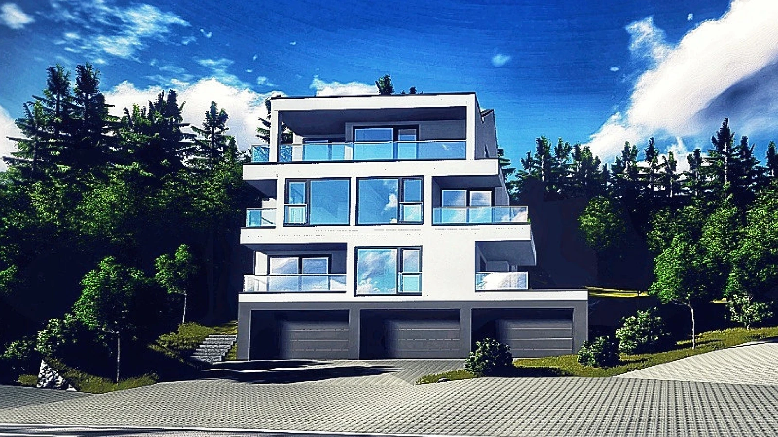 Gläserne Villa mit Seeblick